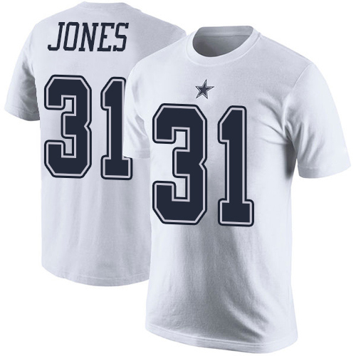 Men Dallas Cowboys White Byron Jones Rush Pride Name and Number #31 Nike NFL T Shirt